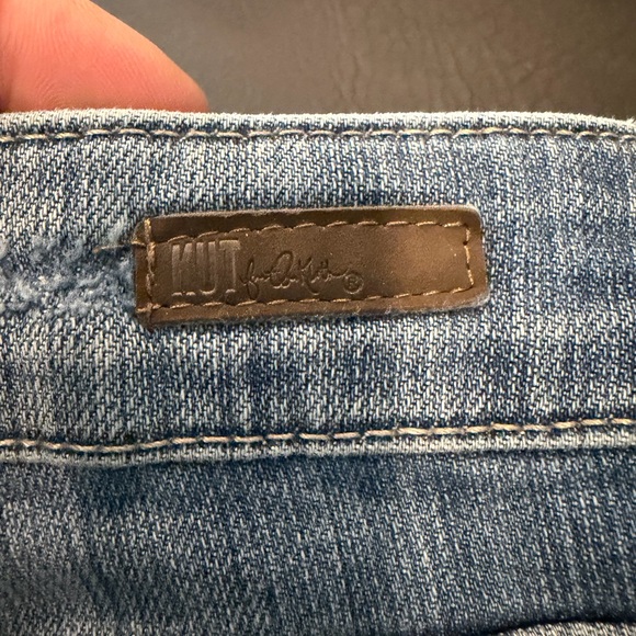 Kut from the Kloth Medium Blue Distressed Straight Leg Jeans - Picture 16 of 16